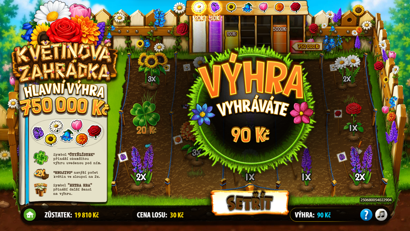 Květinová zahrádka - výhra 90 Kč
