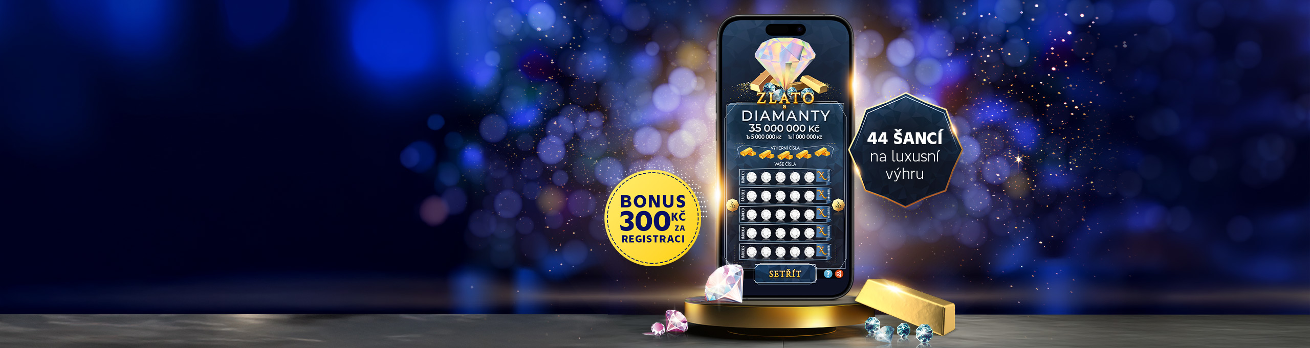 Z&iacute;skejtebonus 300 Kčs@online losyZlato a diamanty