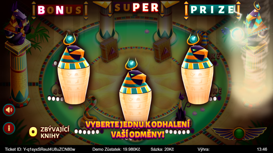 Book of Treasure - bonusová hra PRIZE s čarovnými amforami