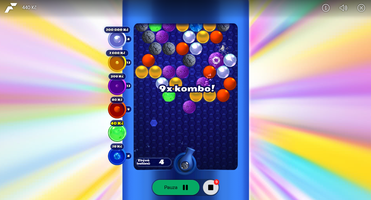 Boulder Blast - výhra za zelené koule