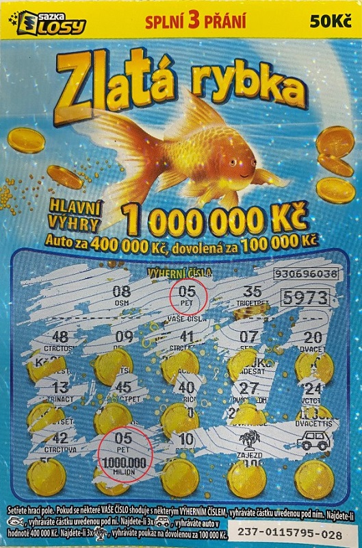Zlatá rybka splnila milionové přání - výherní los