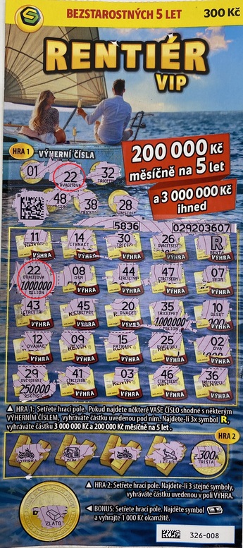Šťastná 22 ukrývala milion! - výherní los