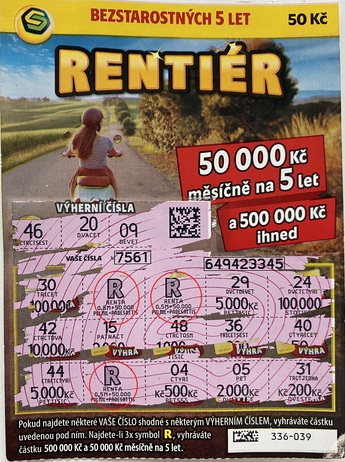 Tři „R“ = renta 50@000@Kč měsíčně na 5 let + 500@000@Kč! - výherní los