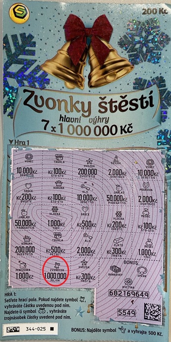 Jedno cinknutí, jeden milion - výherní los