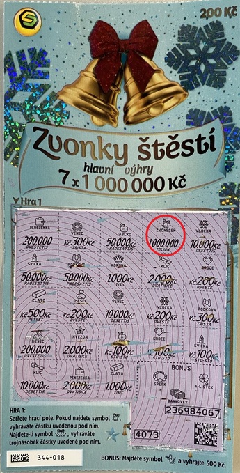 Zvoneček zazvonil na milion! - výherní los
