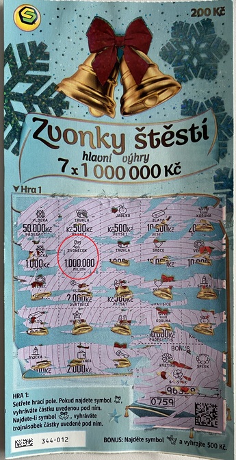 Milionový zvoneček - výherní los