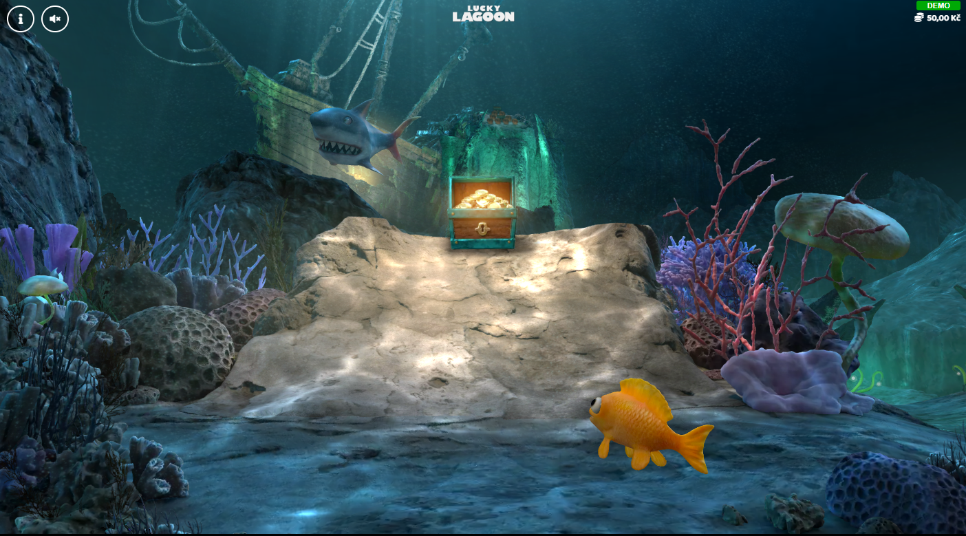 Lucky Lagoon - první level a výhra v truhle