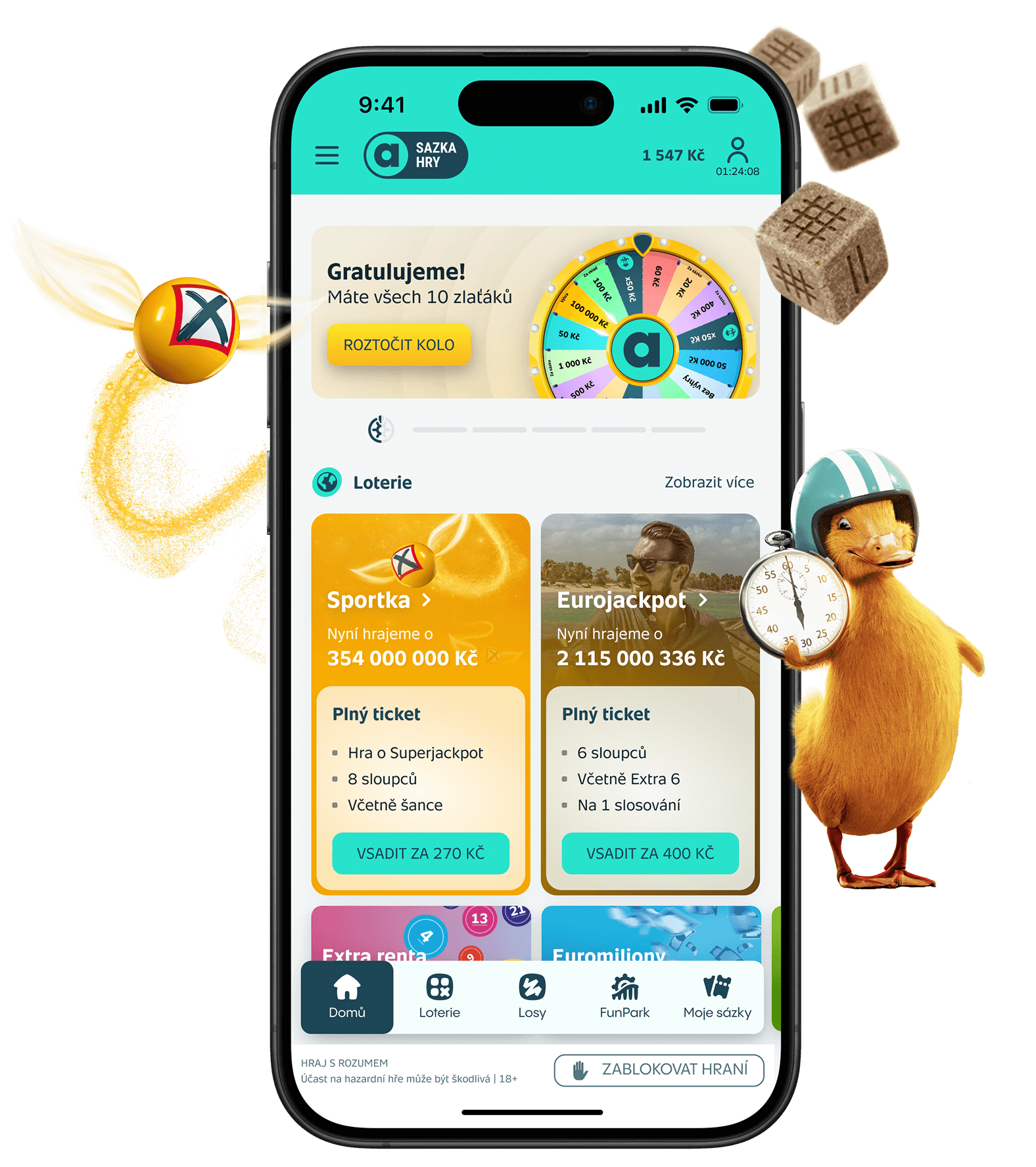 Telefon s aplikací Allwyn Online