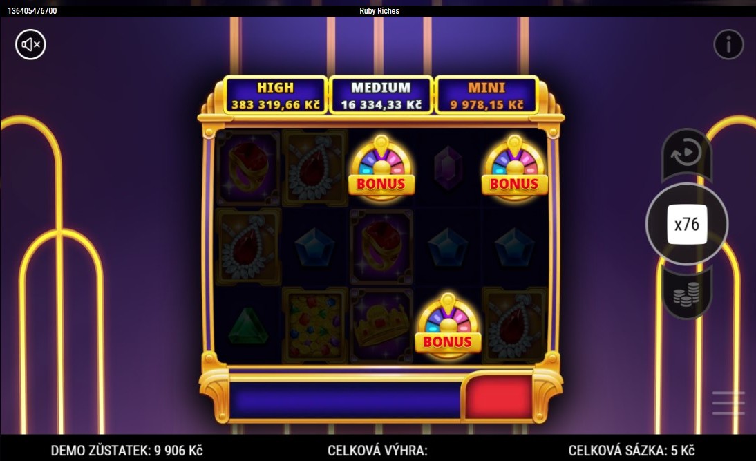 Ruby Riches - trefa bonusové hry