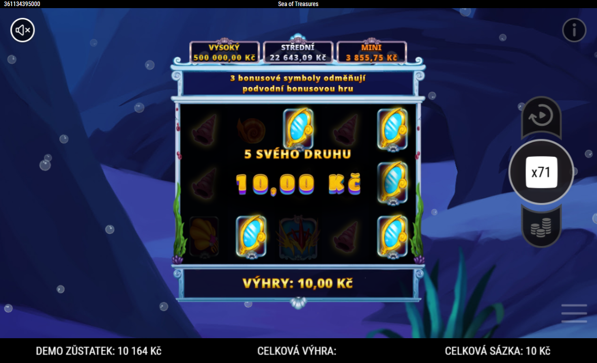 Sea of Treasures: Chyťte ve hře 5 stejných symbolů a máte jistou výhru 