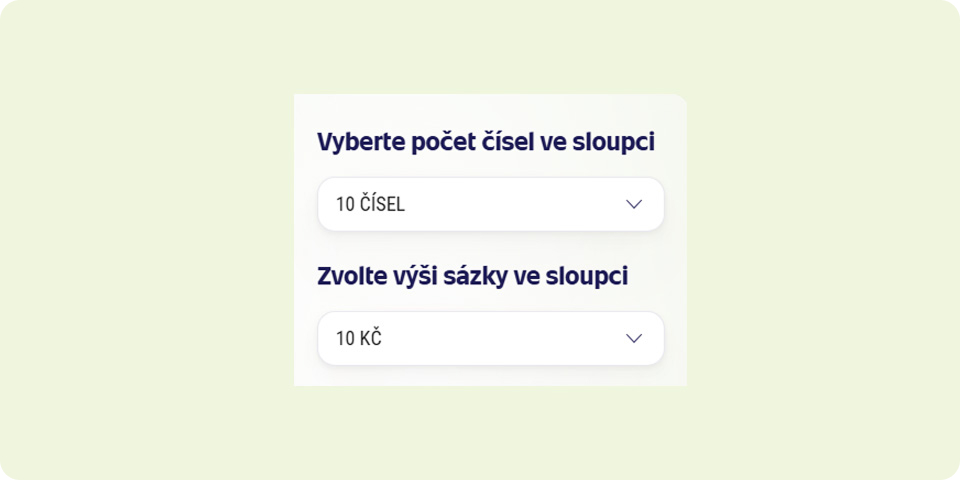 Počet čísel a výše sázky