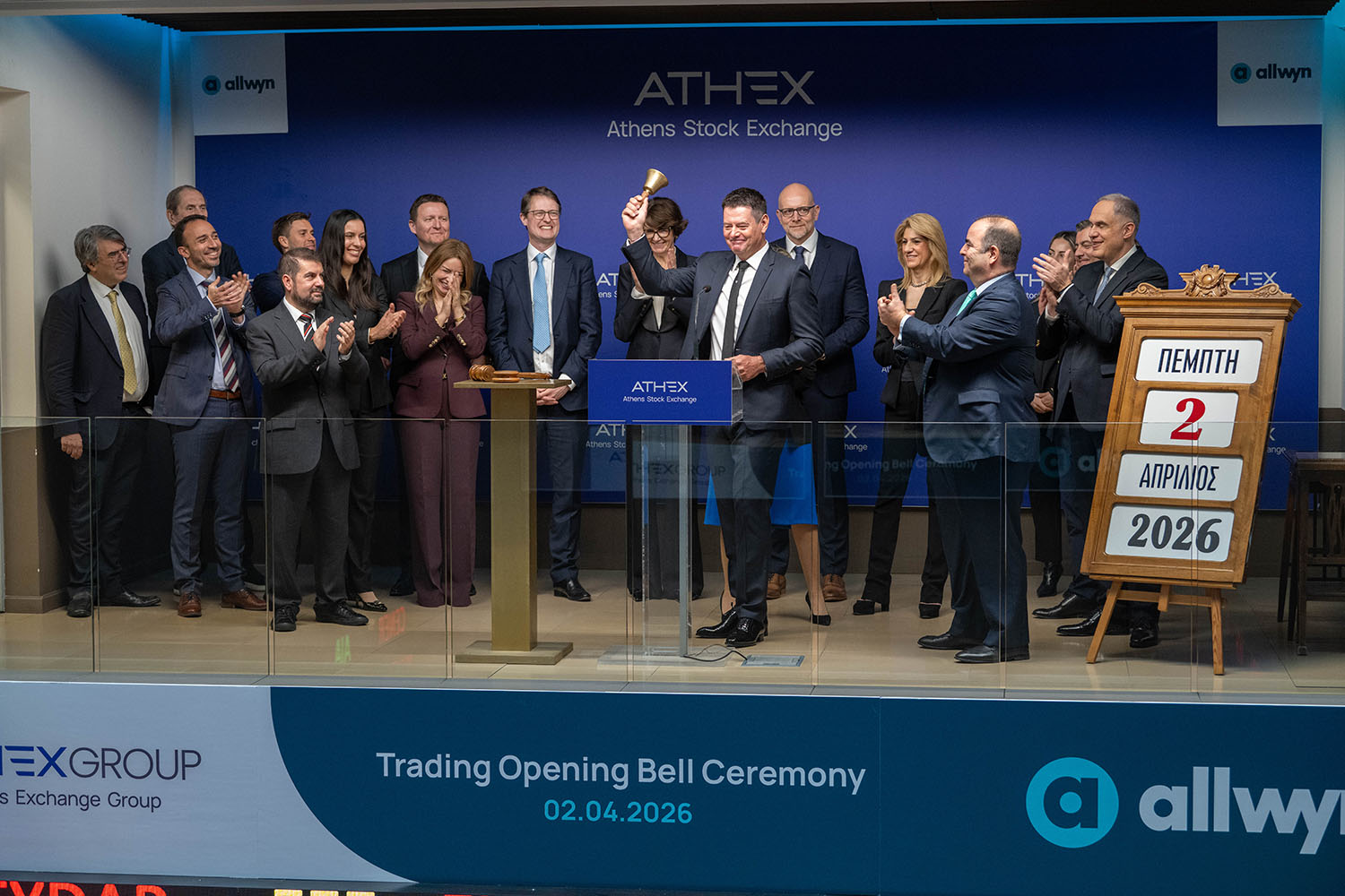 Allwyn doprovodil obchodování svých akcií na Aténské burze ATHEX slavnostním zazvoněním